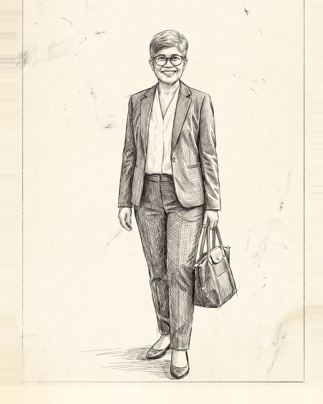 Sketch of Michelle Louna on blank paper